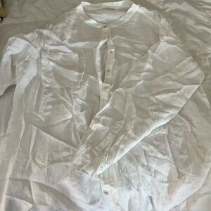 Eileen Fisher Cream Button-Up Blouse